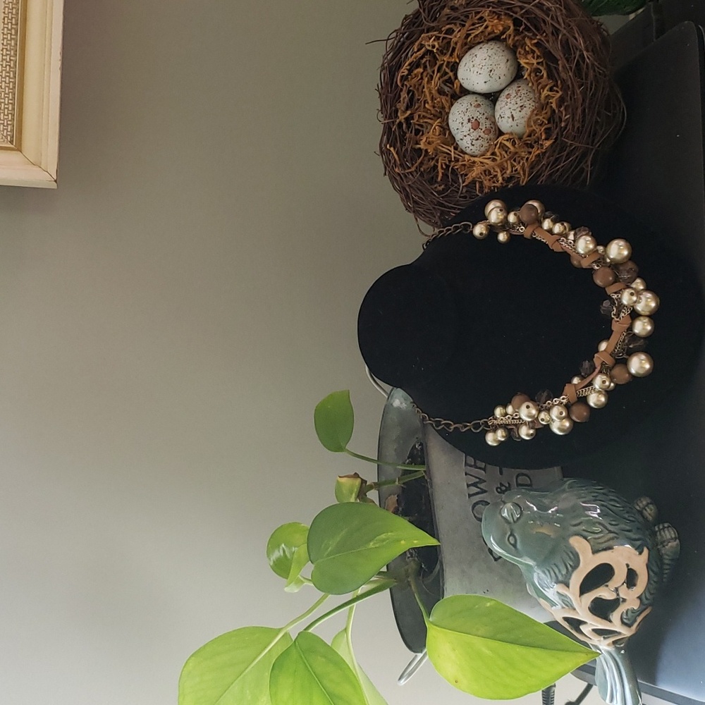 Chico's leather chain and ball necklace